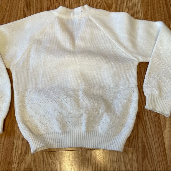 VINTAGE MCM JULIUS BERGER WHITE DIAMOND PRINT CARDIGAN SWEATER SIZE 4/5 KIDS - Picture 6 of 7